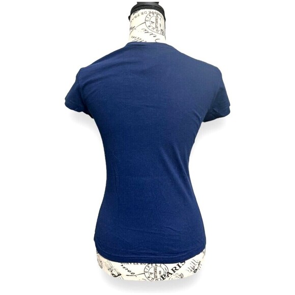 Supergirl S Navy Graphic Tee 100% Cotton Burnout Glitter Y2K DC Comics Hero - Picture 6 of 9